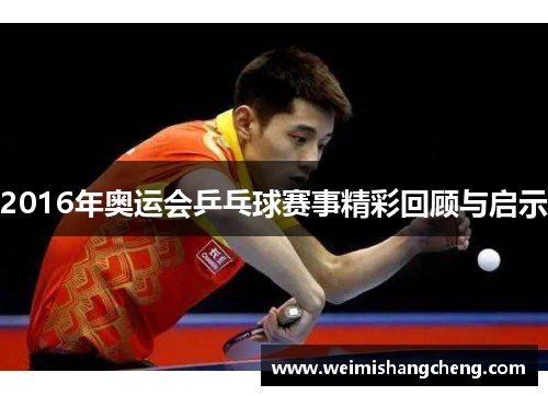 2016年奥运会乒乓球赛事精彩回顾与启示